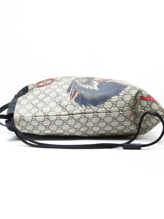 Gucci GG Supreme Drawstring Wolf Backpack main image 9
